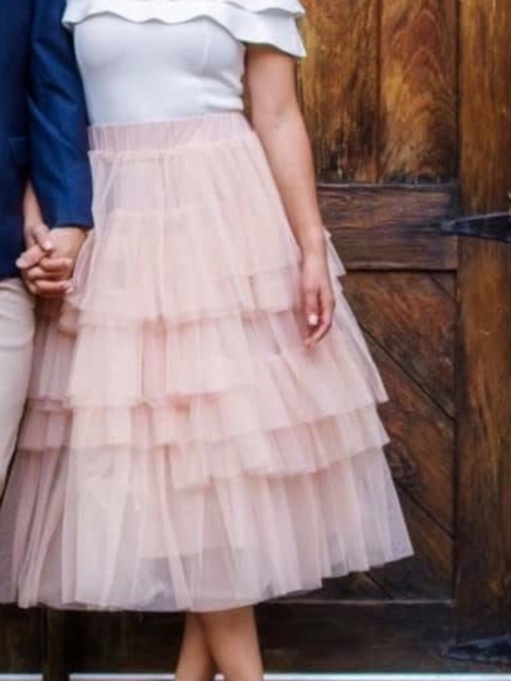 Chicwish Blush Layered Tulle Midi Skirt